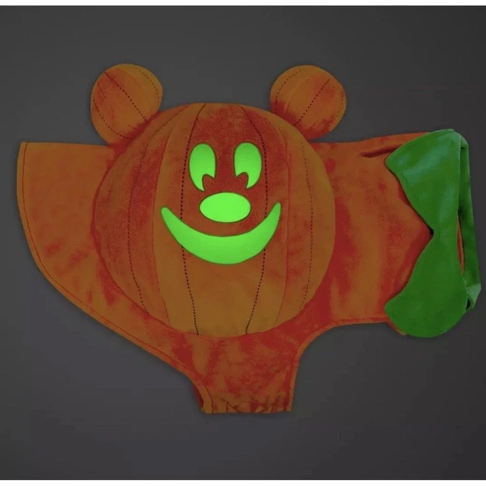 Disney Mickey Mouse Pumpkin Pet Costume Glow In The Dark Halloween Small S New